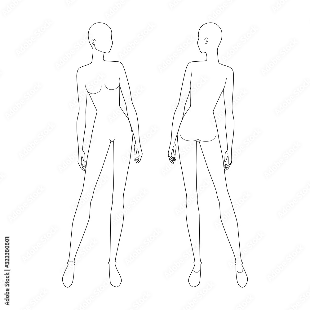 Fashion template of standing women. Fashion template of standing women.