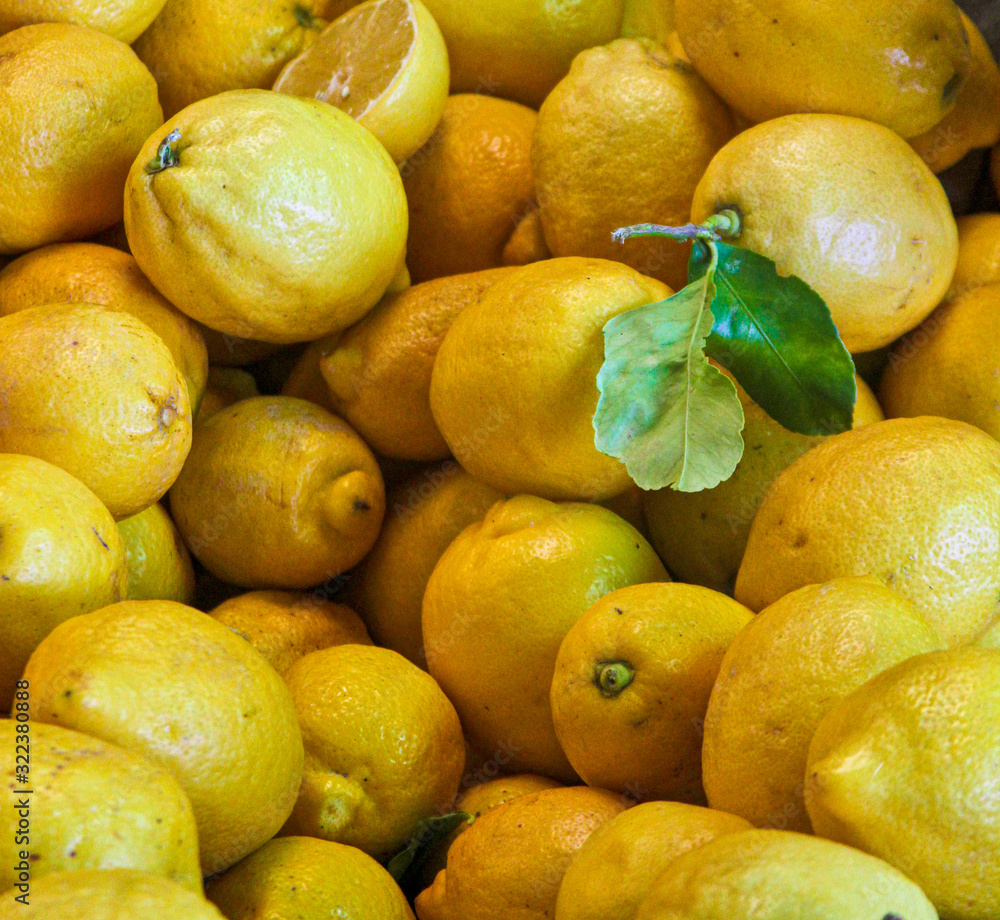Pile of lemons in natural light