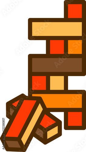Wooden block icon, wooden toy icon 