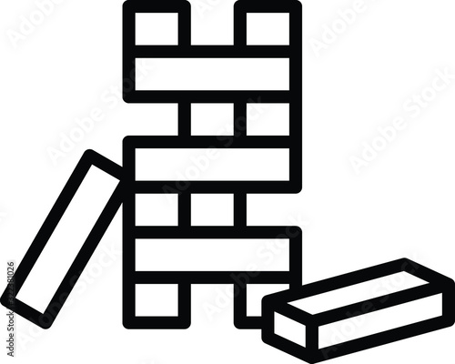 Wooden block icon, wooden toy icon 
