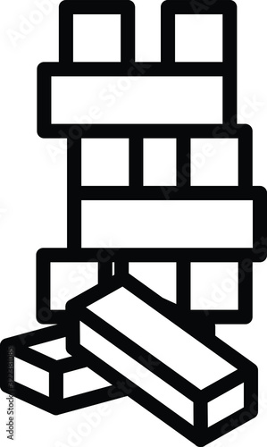 Wooden block icon, wooden toy icon 