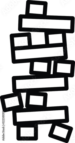 Wooden block icon, wooden toy icon 
