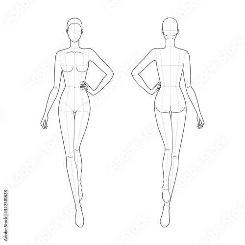 Fashion template of walking women. 