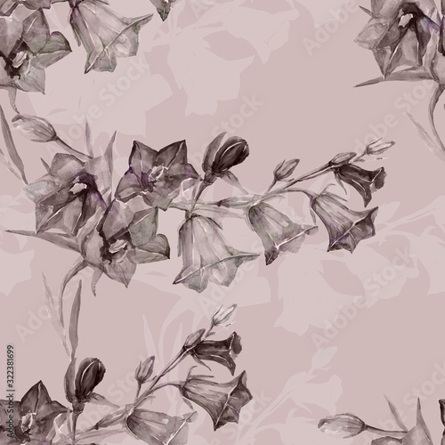 Watercolor bells. Pattern seamless. Image on white and color background. © svemar
