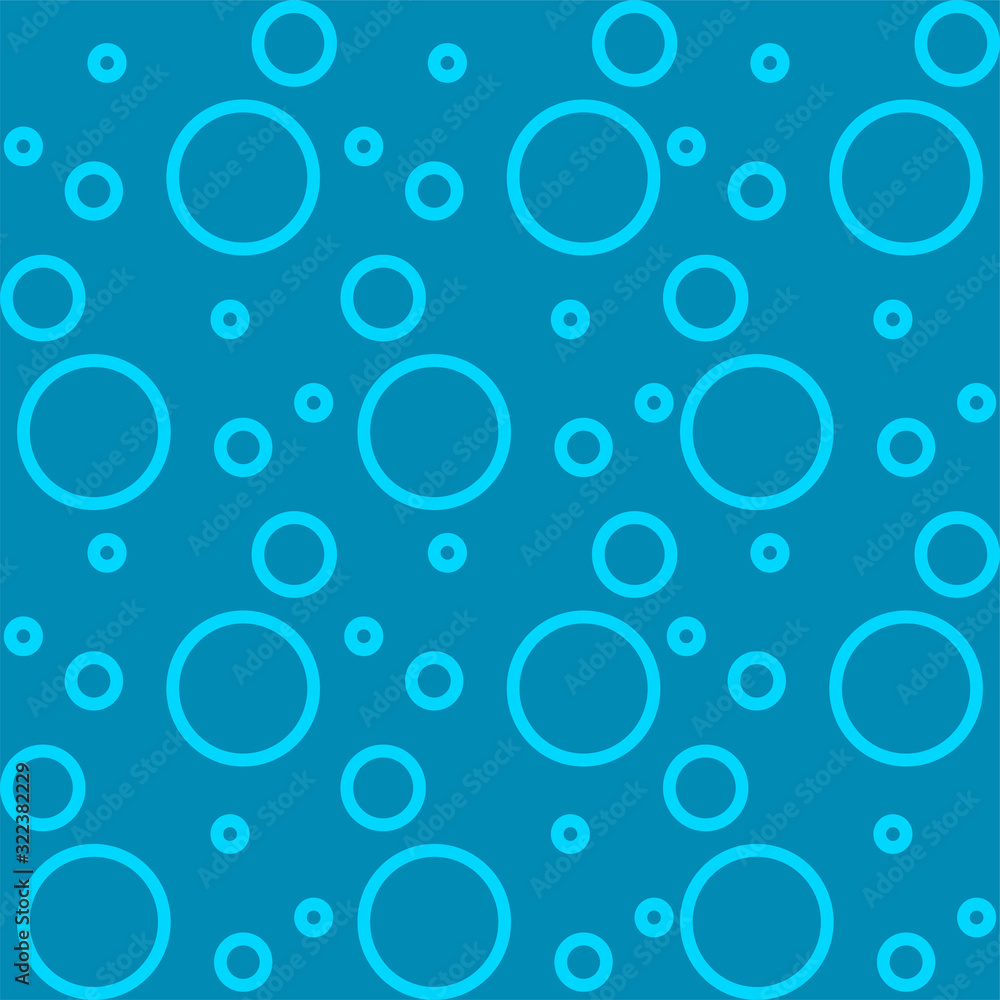 Vector seamless pattern on blue background with water babbles or circles. For kid prints, textile