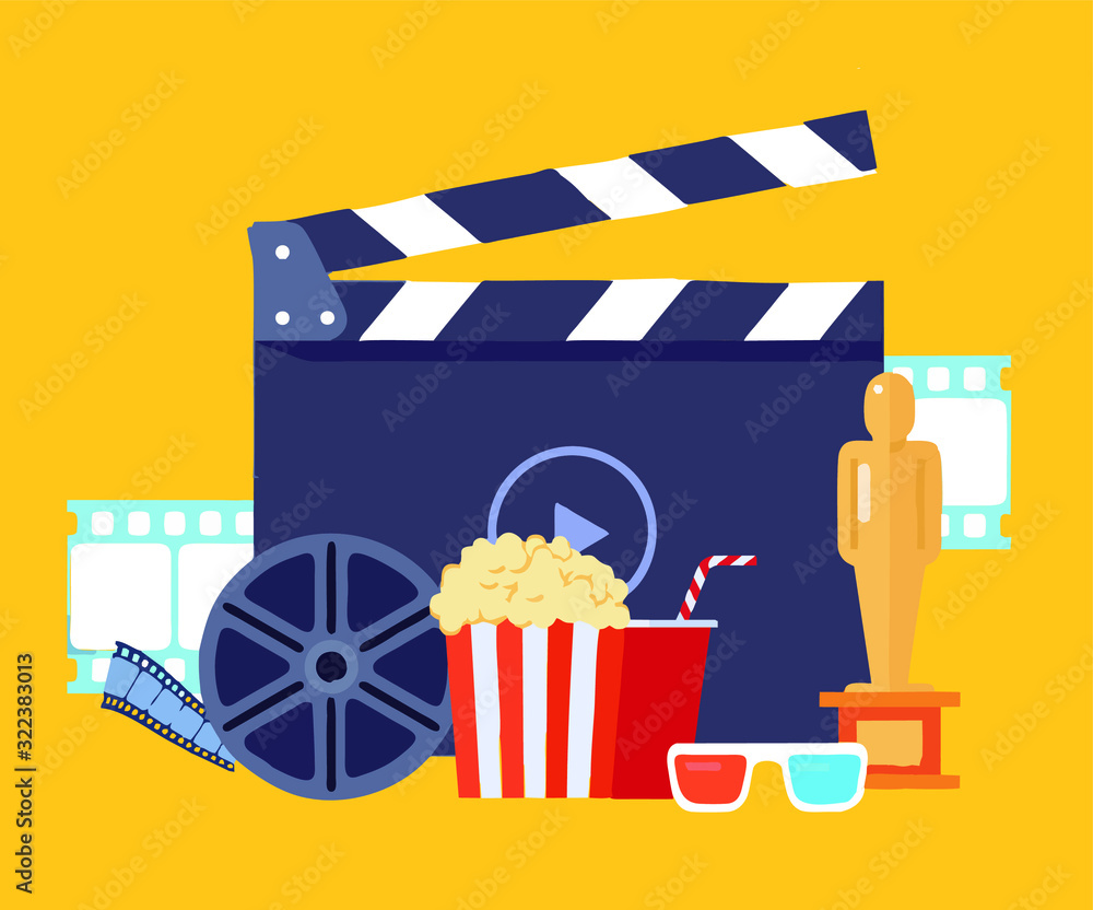 movie popcorn on a yellow background