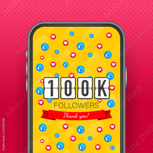 50k followers, Thank You, social sites post. Thank you followers congratulation card. Vector stock illustration