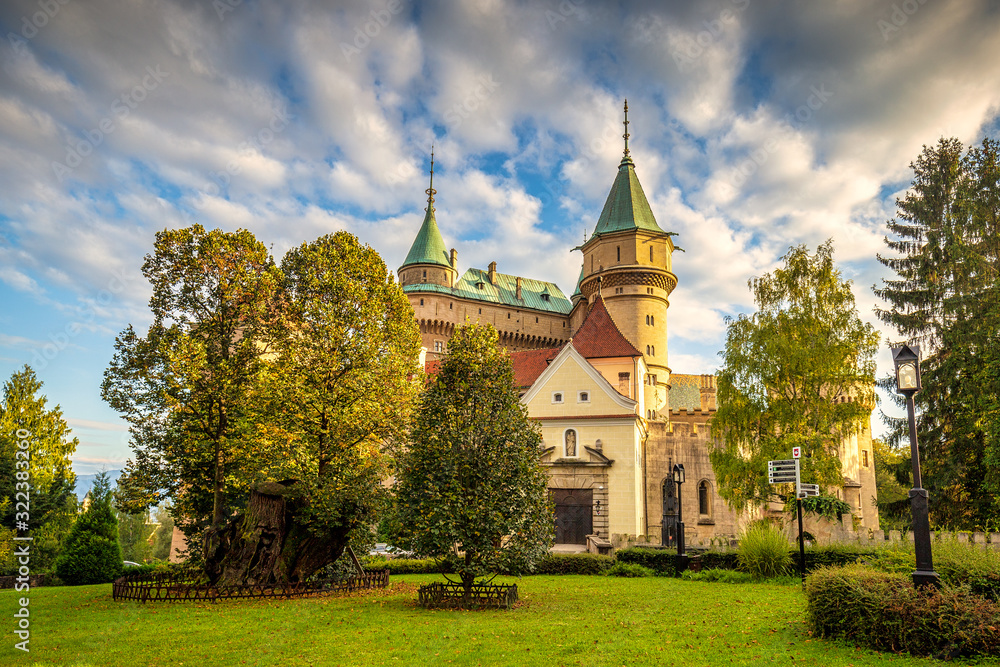 Medieval castle Bojnice at sunset, Slovakia, Europe. Medieval castle Bojnice at sunset, Slovakia, Europe.