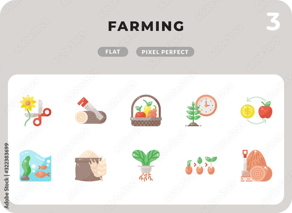 Farming Flat  Icons Pack for UI. Pixel perfect thin line vector icon set for web design and website application.