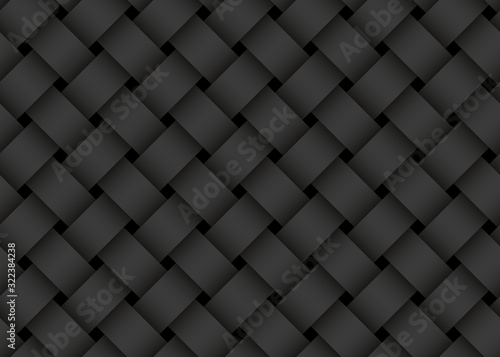 Black seamless pattern of braided bands. Vector dark background illustration.