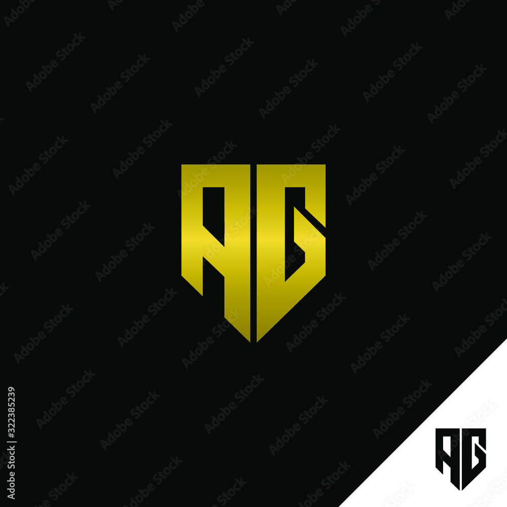 AG logo design, Letter AG geometric logo on shield shape. Logo for game, community or business. AG logo design, Letter AG geometric logo on shield shape. Logo for game, community or business.