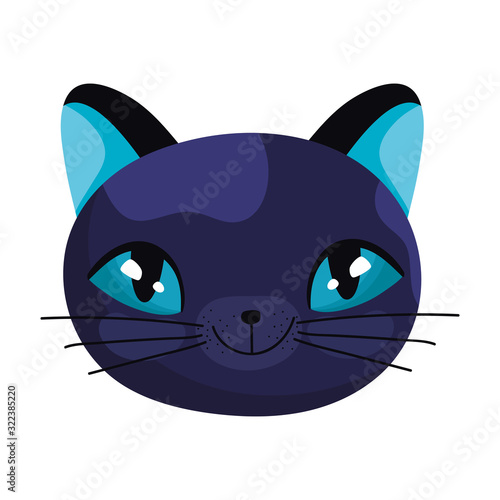 black cat face cartoon character pets