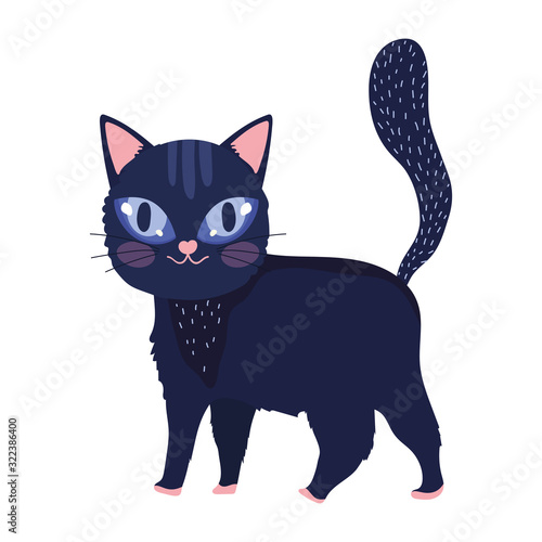 black cat cartoon feline character pets