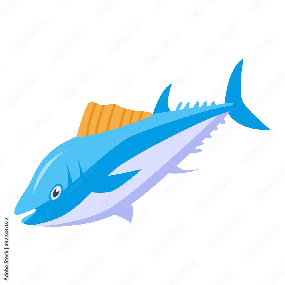 Obraz premium Ocean tuna fish icon. Isometric of ocean tuna fish vector icon for web design isolated on white background