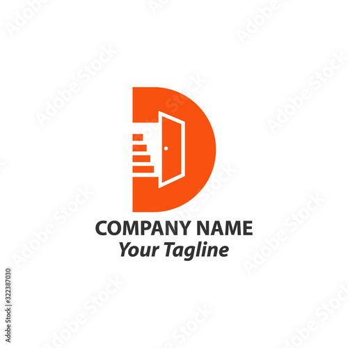 Letter D with door logo design vector template.eps10