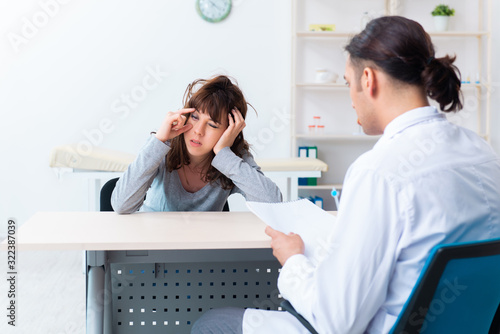 Mentally ill woman patient during doctor visit