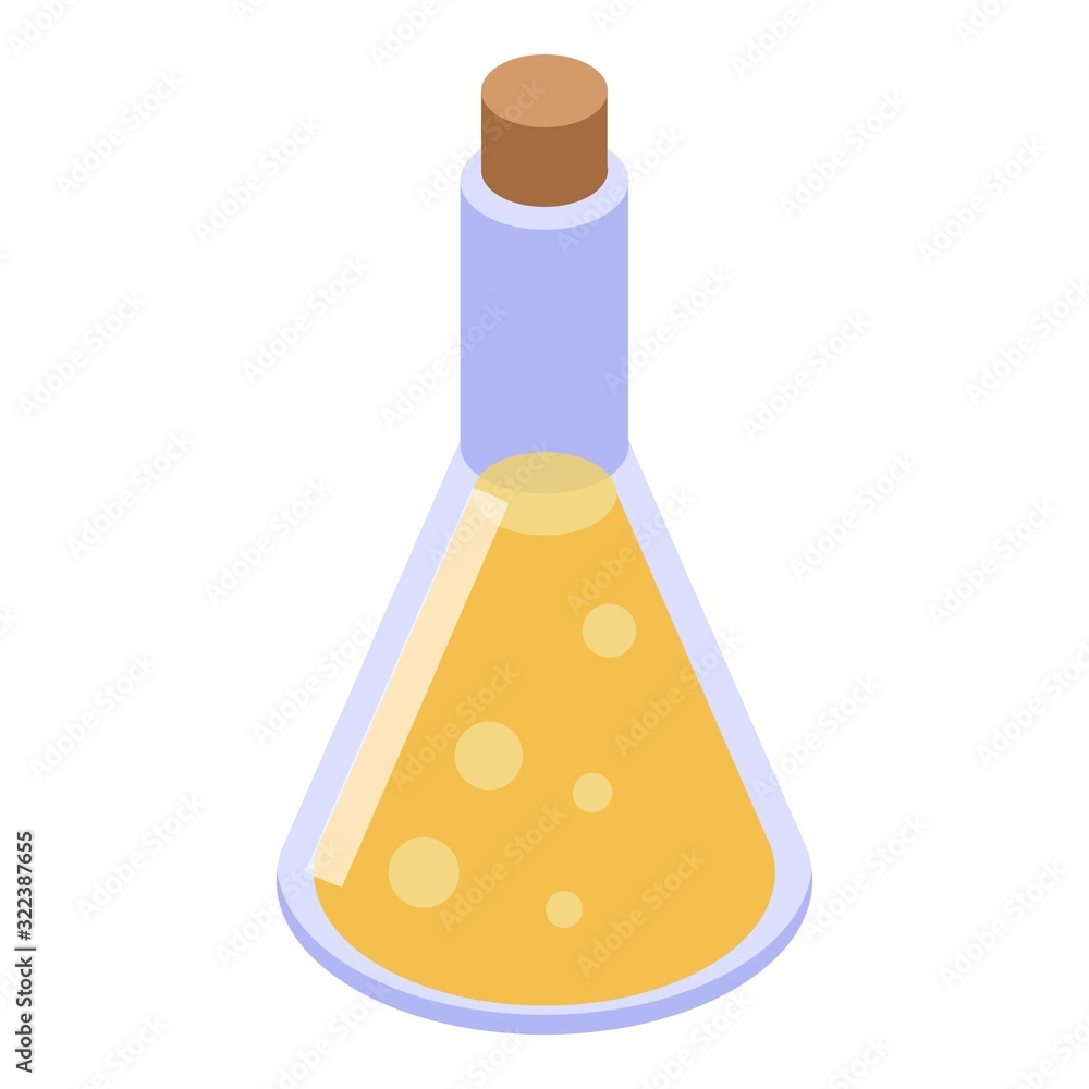 Flask potion icon. Isometric of flask potion vector icon for web design isolated on white background Flask potion icon. Isometric of flask potion vector icon for web design isolated on white background
