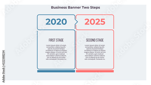 Business infographic. Banner with 2 steps, options. Vector template.