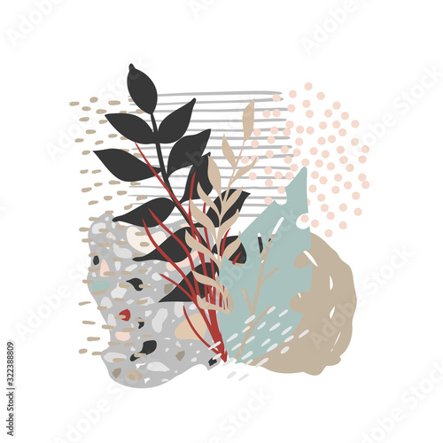 Hand drawn abstract floral background isolated on white. Vector