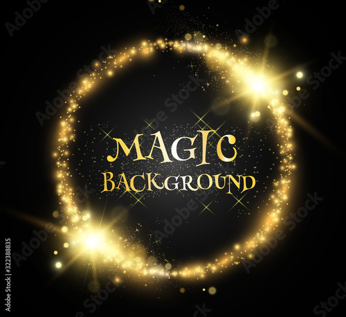 Realistic magic wand with bright sparkles on a transparent background.