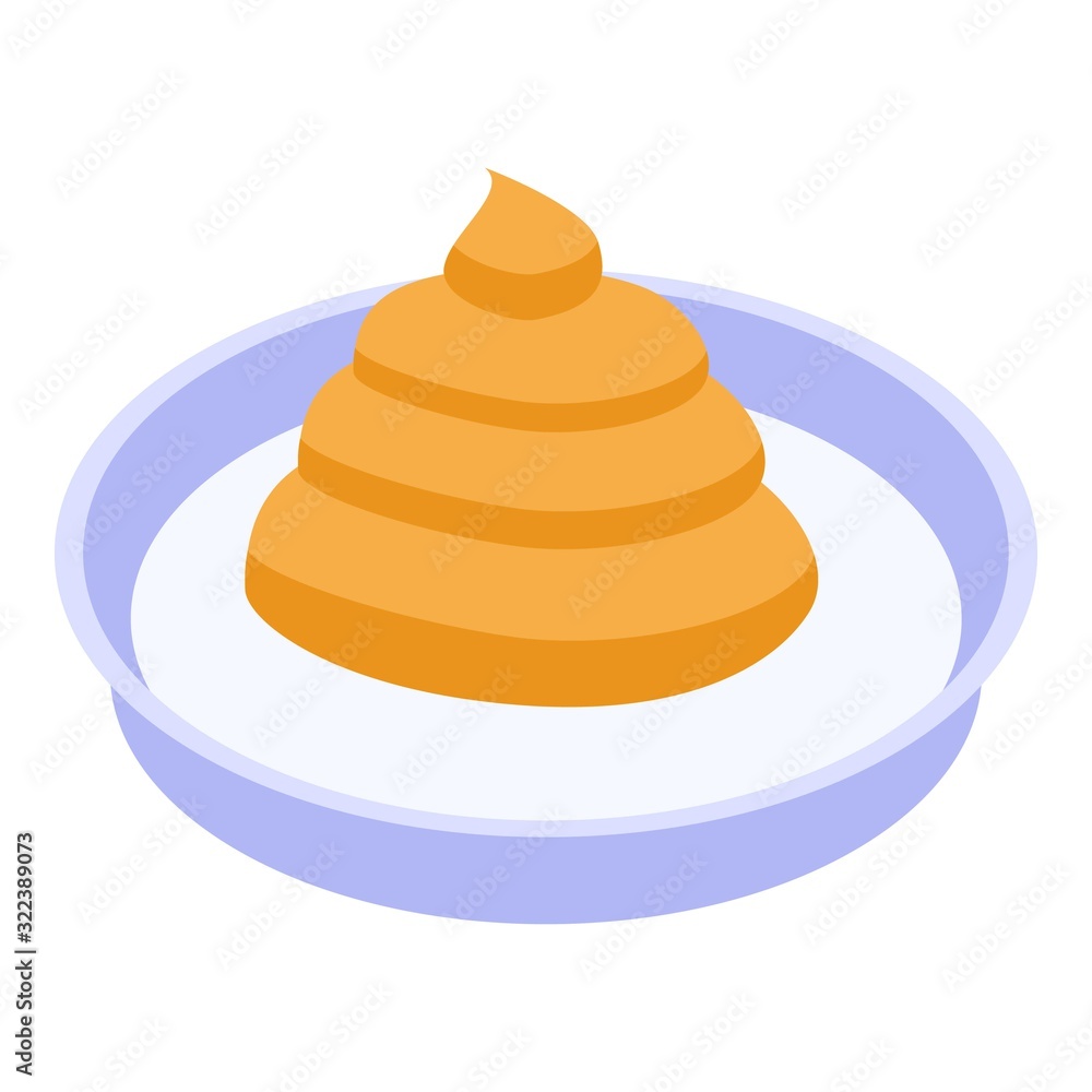 Mustard creme icon. Isometric of mustard creme vector icon for web design isolated on white background Mustard creme icon. Isometric of mustard creme vector icon for web design isolated on white background