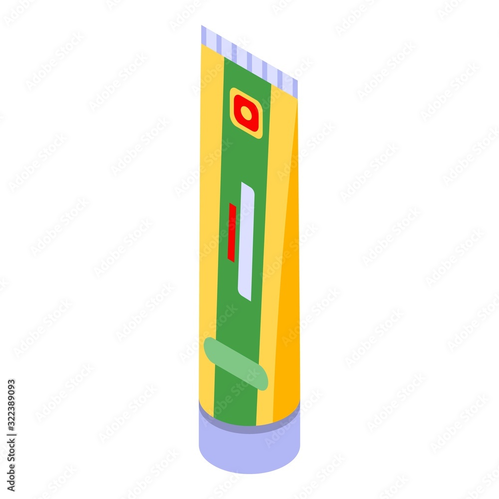 Mustard tube icon. Isometric of mustard tube vector icon for web design isolated on white background Mustard tube icon. Isometric of mustard tube vector icon for web design isolated on white background