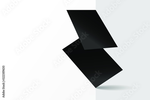 Realistic floating black business card mockup vector illustration
