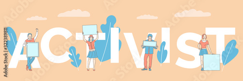 Activist word concept banner template. Advertising, demonstration, voting poster design concept.