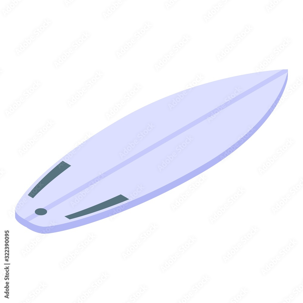 White surfboard icon. Isometric of white surfboard vector icon for web design isolated on white background White surfboard icon. Isometric of white surfboard vector icon for web design isolated on white background
