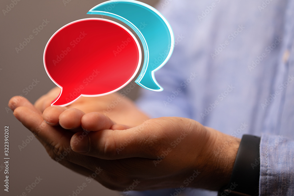 speech bubbles. People Chatting. 3d illustration of a communication concept, relating to feedback 3d speech bubbles. People Chatting. 3d illustration of a communication concept, relating to feedback 3d