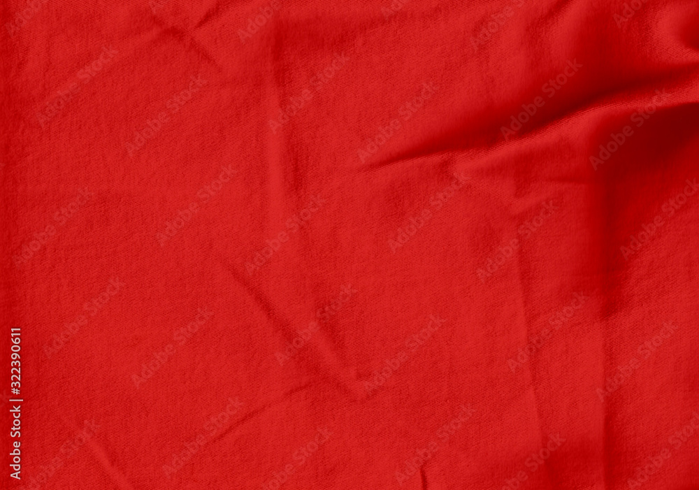 Wrinkled red denim fabric Wrinkled red denim fabric
