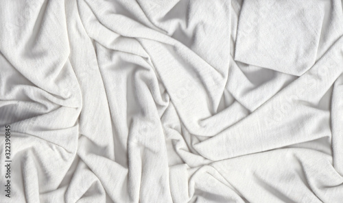 Wrinkled cotton background in white