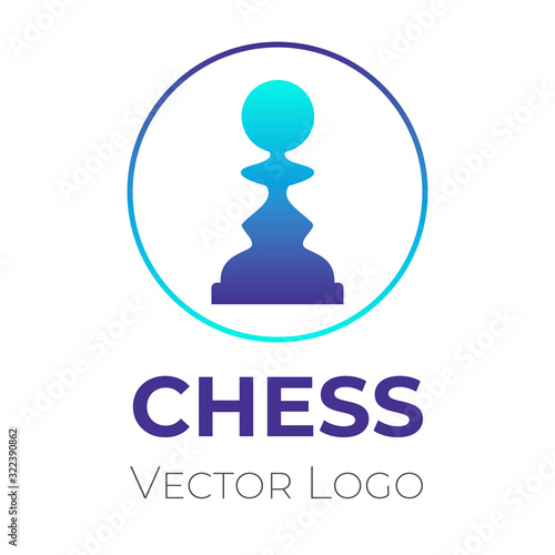 Chess game logo vector design template. Chess tournament, club, championship minimalistic symbol.