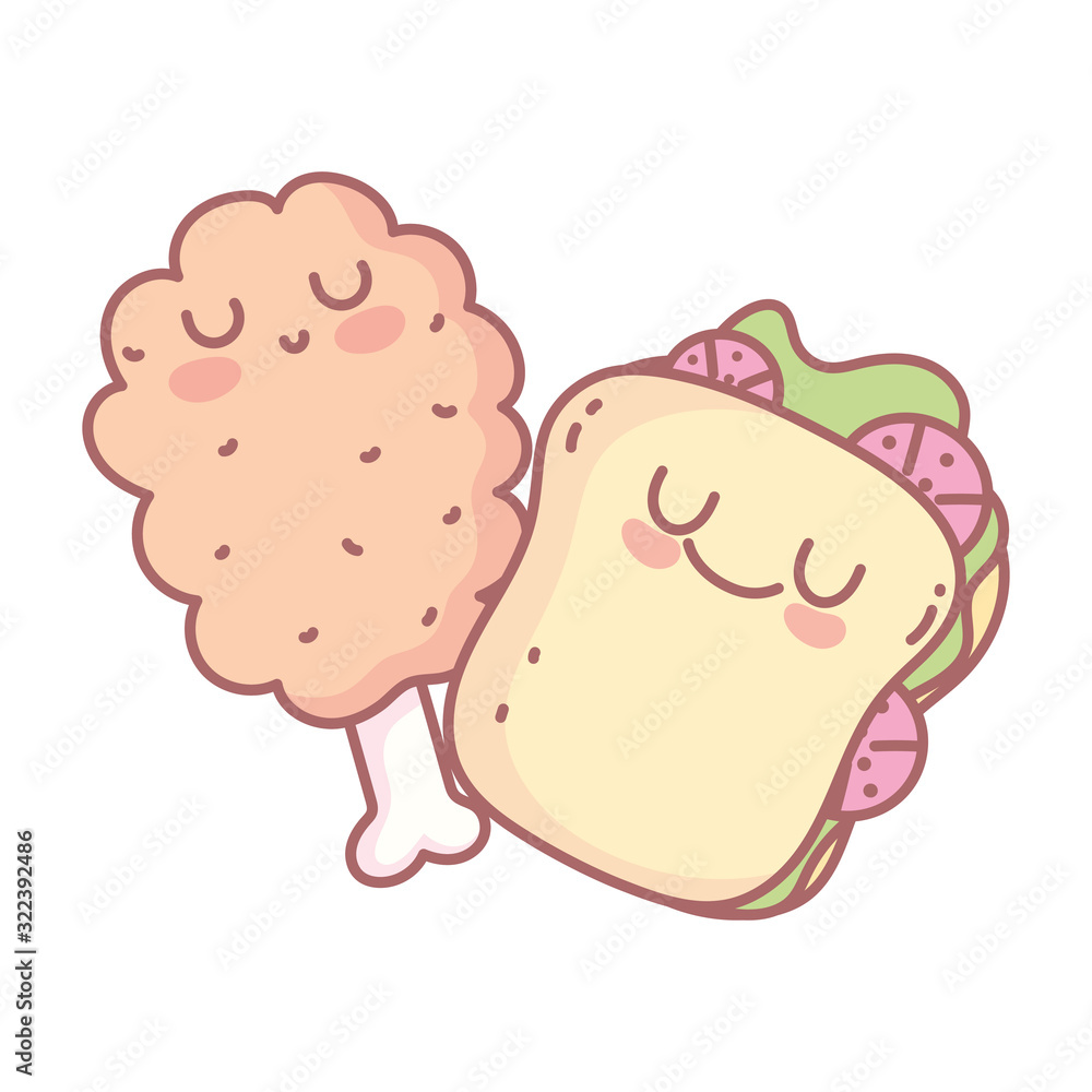 sandwich and chicken leg menu restaurant cartoon food cute sandwich and chicken leg menu restaurant cartoon food cute