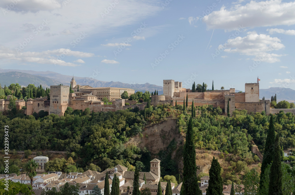 Granada, Spain, September 09th: Panoramic view of the Alhambra Palace at Granada City