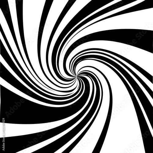 Black and White Stripes Rotating in a Tunnel with Spiraling Effect
