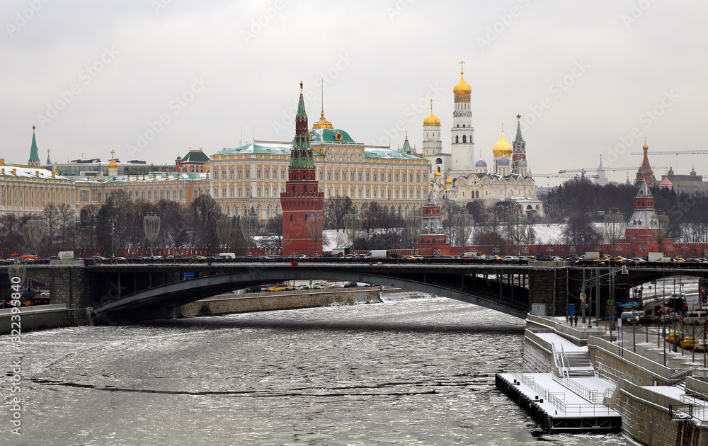 Panorama views of Moscow from the bridge