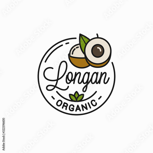 Longan fruit logo. Round linear of longan slice