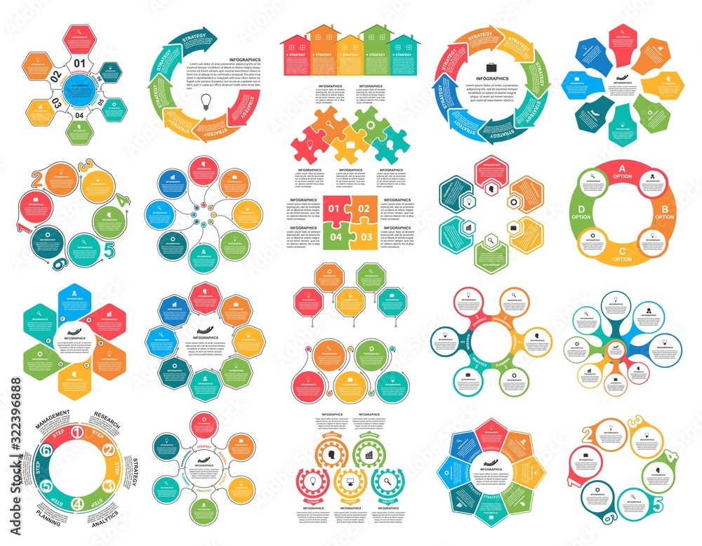 Bundle infographic elements in flat style for business presentations and brochures. Bundle infographic elements in flat style for business presentations and brochures.