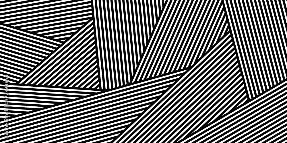 Vector illustration with geometric abstract pattern with parallel lines. Trendy background in op art style, optical illusion.