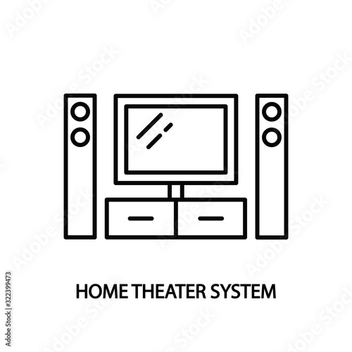 Home theatre system line icon. Concept for web banners and printed materials