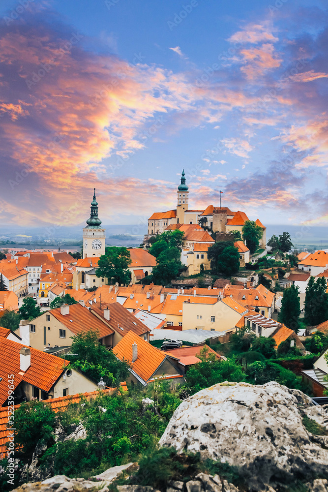 Panoramic view of Mikulov in Czech