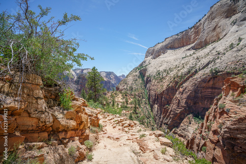 hiking west rim trail in zion national park, usa