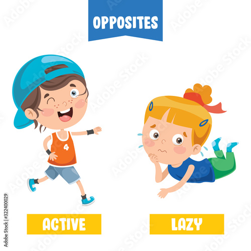 Opposite Adjectives With Cartoon Drawings