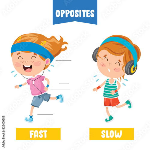 Opposite Adjectives With Cartoon Drawings