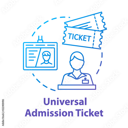 Universal admission ticket concept icon. Personal premium access pass idea thin line illustration. All inclusive tourism, money saving travel. Vector isolated outline RGB color drawing
