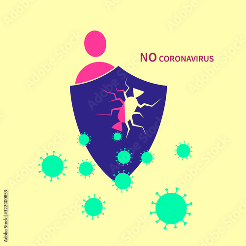 The concept of reduced immunity due to the use of sugar. No to Coronavirus (2019-nCoV). Vector illustration.