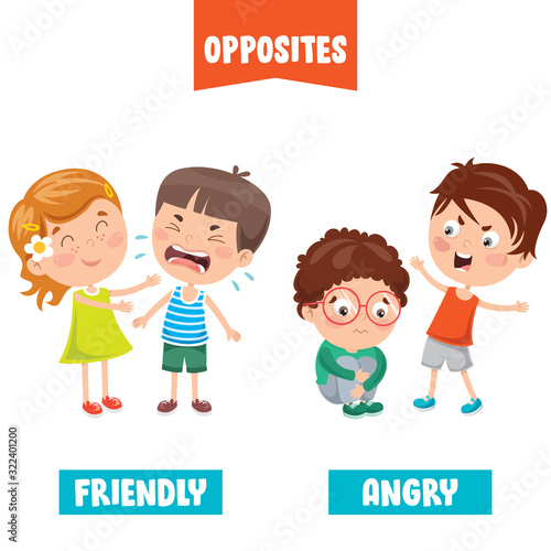 Opposite Adjectives With Cartoon Drawings