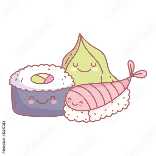 sushi fish and wasabi menu restaurant food cute