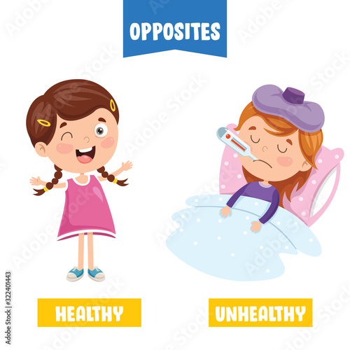Opposite Adjectives With Cartoon Drawings